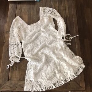 Solitaire Boho Dress Lace & Crochet Details Size S Bone Color